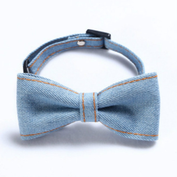 4 PCS Pet Cowboy Bow Tie Collar Cats Dogs Adjustable Tie Collars Pet Accessories Supplies, Size:S 16-32cm, Style:Big Bowknot(Light Blue)