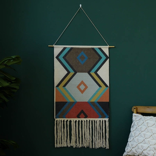GT001 Printed Tapestry Cotton Thread Woven Tassel Wall Hanging Decoration, Size: 50x70cm(Lockett)