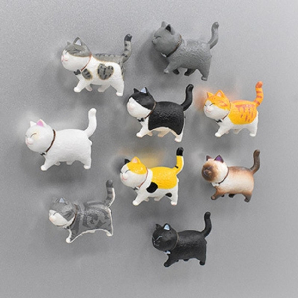 Creative Cartoon Cat Magnet Refrigerator Message Magnet, Size:Medium 4 × 4.5 cm, Style:Generation 9-piece Set