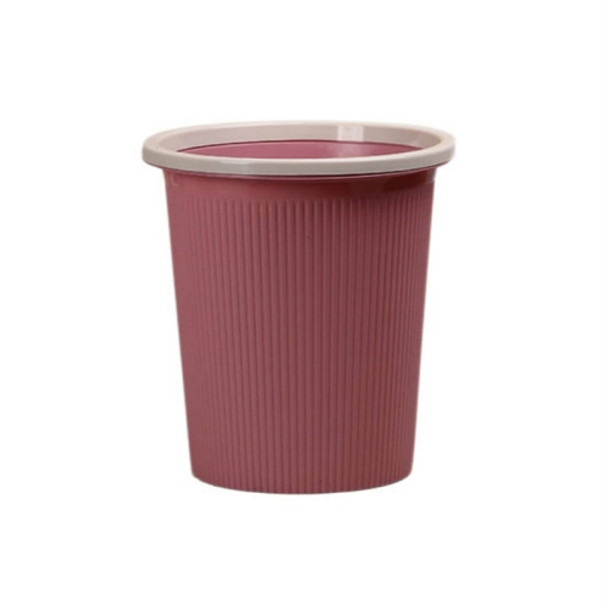 10 PCS Household Kitchen Bathroom Plastic Trash Can without Cover Lip, Size:S 23.5x25.5x17cm(Pink)