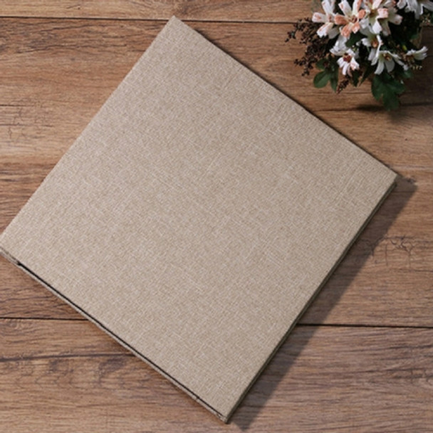 Simple Linen Self-adhesive Film Album Retro Family Large Capacity Handmade Creative Gifts(Brown White Page)