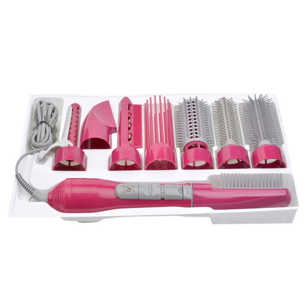 8 in 1 Professional Hair Dryer Hair Curler for Hotel Travel With Comb Powerful Hairdryer(Rose red)