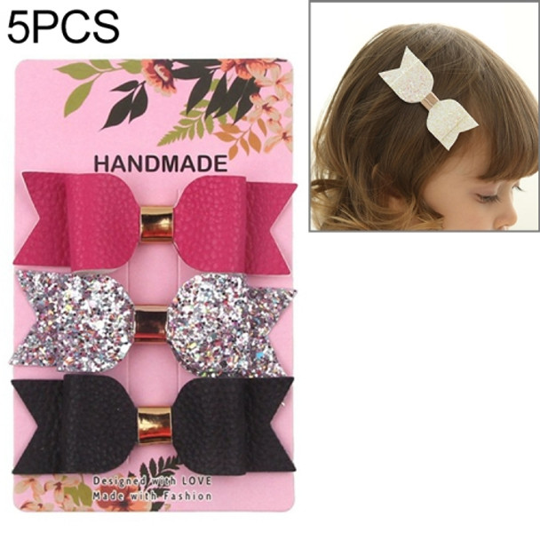 5 PCS Hairpin Baby Combo Set Bright Pink Bow Card(13)