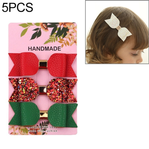5 PCS Hairpin Baby Combo Set Bright Pink Bow Card(38)