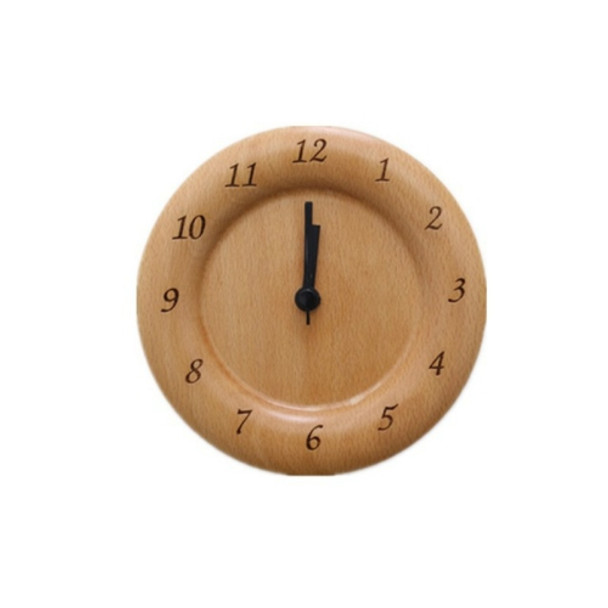 Simple Home Study Solid Wood Decorative Bedside Beech Alarm Clock(Round Figure)