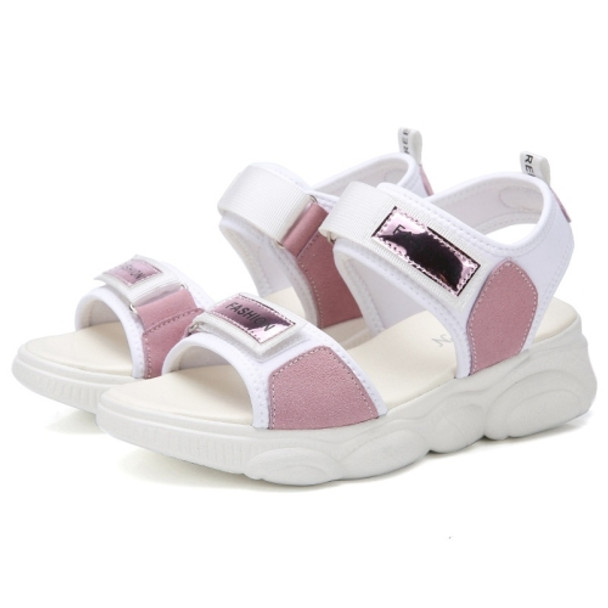 Suede Casual Sports Lightweight Wearable Sandals for Women (Color:Pink Size:35)