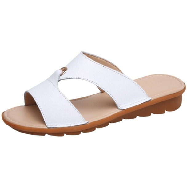 Flat Casual Fashion Wild Sandals for Women (Color:White Size:37)