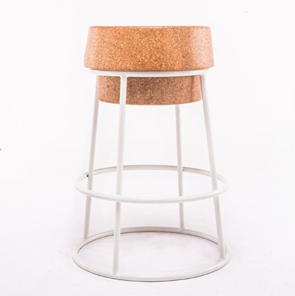 Simple Modern Nordic Leisure Soft Oak Wood Seat Bar Stool Coffee Chair(65Cm White Frame )