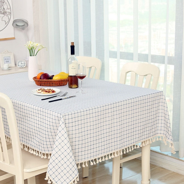 Cloth Cotton Dining Tablecloth Decoration Cloth, Size:120x160cm(Beige White Grid)