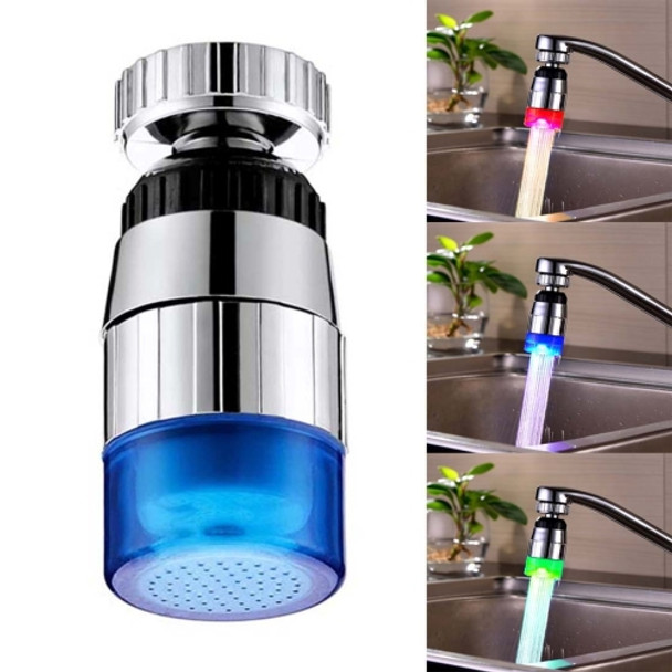 SDF-B7 1 LED ABS Temperature Sensor 3-color LED Faucet Light Water Glow Shower, Size: 58 x 28mm, Interface: 22mm (Silver + Blue)