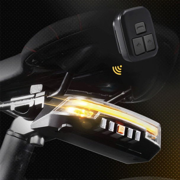 Wireless Remote Control Steering Taillight USB Charging Waterproof Night Cycling Light Control Sensor Riding Warning Light(Black)