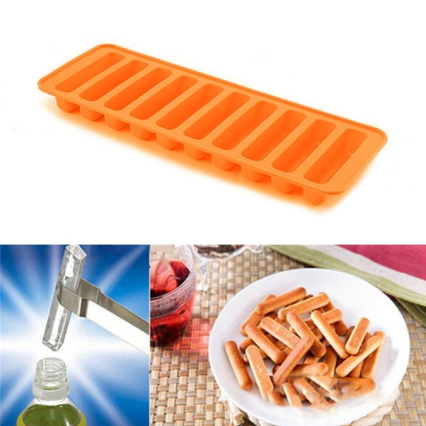 10 Even Strips of Silicone Mold Sausage Hot Dog Ham Cake Baking Finger Biscuit Mold(Orange)