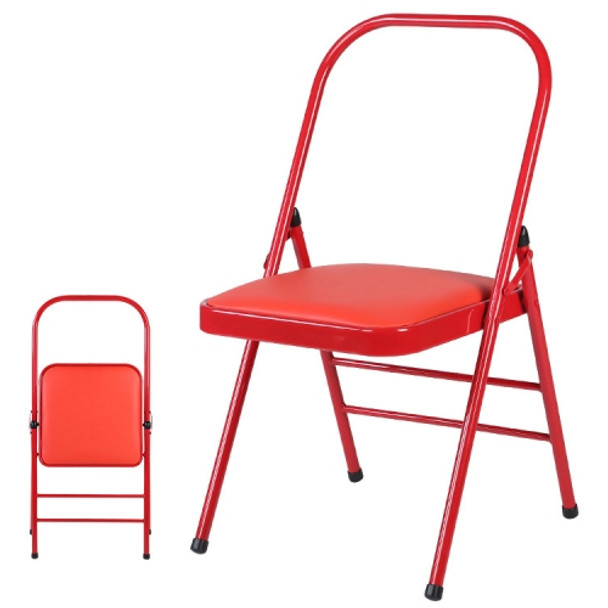 Professional Multifunctional Folding Yoga Chair,Couble Beam(Red)