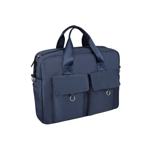 DJ09 Handheld Shoulder Briefcase Sleeve Carrying Storage Bag with Shoulder Strap for 14.1 inch Laptop(Navy Blue)