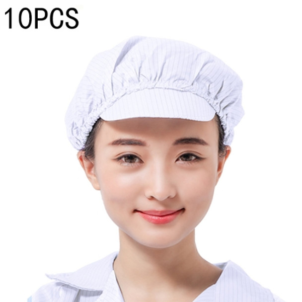 10 PCS Anti-static Dust-free Workshop Duck Tongue Working Cap With Skylight, Size:S(White)