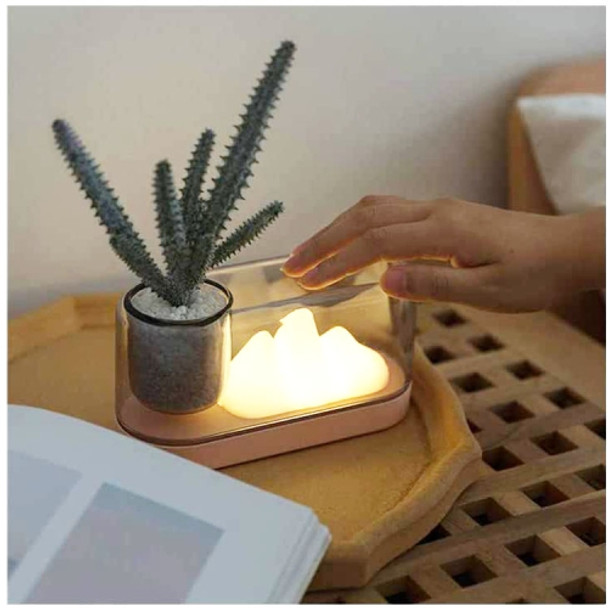 Mountain Color Desk Lamp Desktop Reading LED Night Light USB Rechargeable Bedside Lamp(Pink)