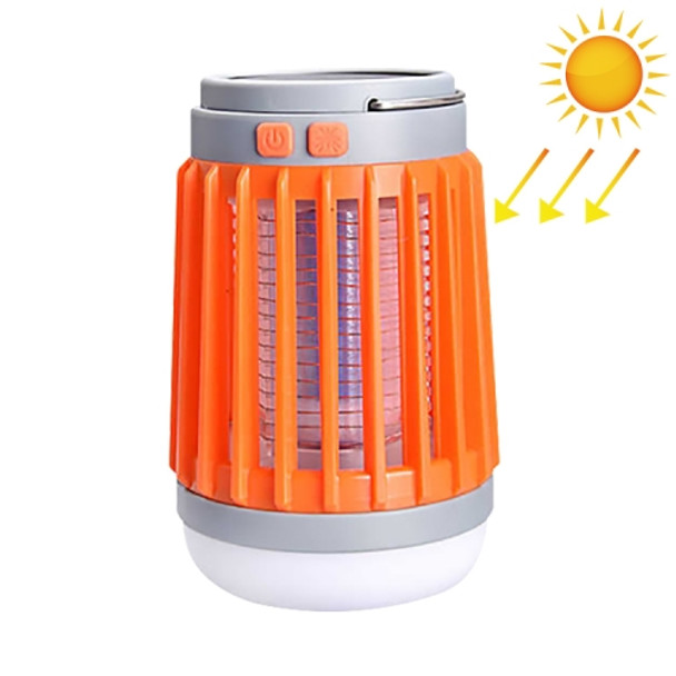 LED Multifunctional Solar Portable Round Mosquito Killer Camping Lamp for Garden / Home / Driveway / Stairs / Outside Wall, Style: Charging + Solar (Orange)