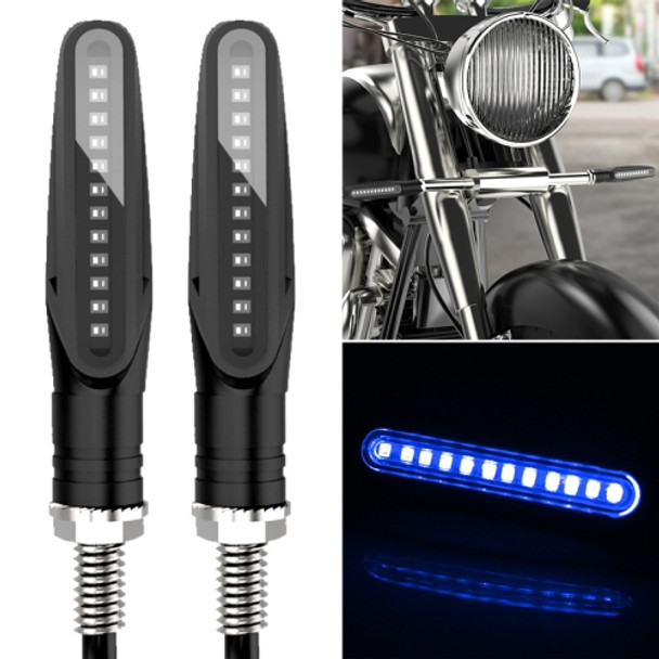 2 PCS D12V / 1W Motorcycle LED Waterproof Side Lights Turn Signal Light(Blue Light)