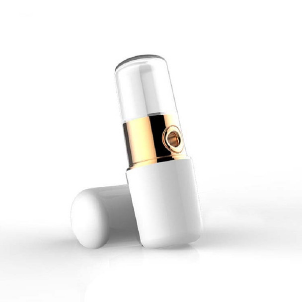Lipstick Style Handheld Mini FacialHydration Instrument Moisture Meter Automatic Alcohol Sprayer(White)