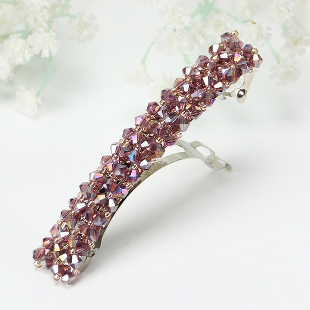 Fashion Girls Headwear Crystal Rhinestone Elastic Hair Clip Hair Accessories(Purple)