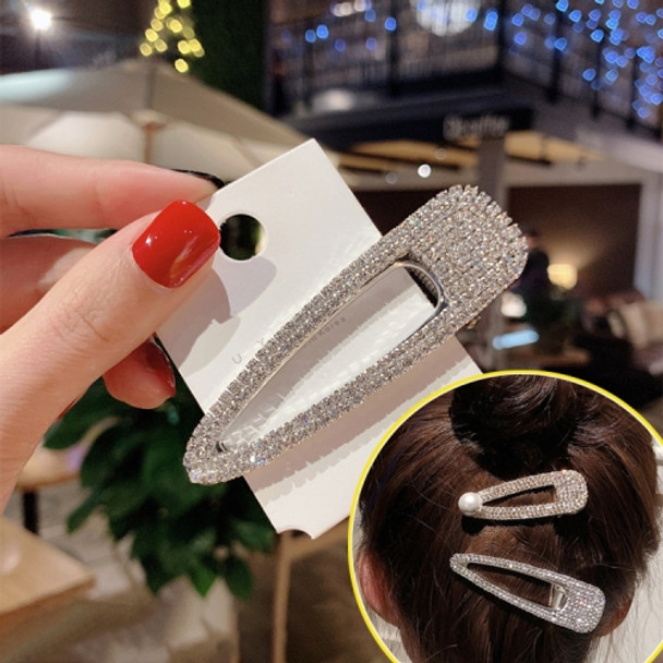 Fashion Flash Luxury Diamond Crystal Pearl Elegant Women Barrettes Hair Accessories(Large two rows silver)
