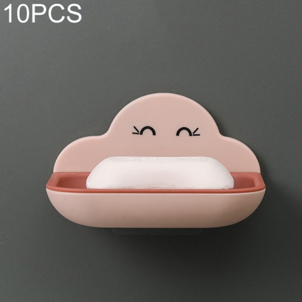 10 PCS Cloud Soap Box Toilet Creative Wall-mounted Bathroom Toilet Free Punch Double-layer Drain Rack(Pink)