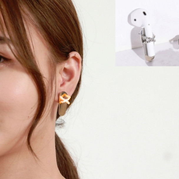 2 PCS Anti-lost Earrings Fashion Titanium Steel Color-preserving Earrings For AirPods & Wireless Earphones Universal(Orange Crystal)