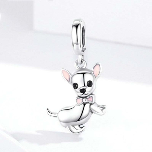 925 Sterling Silver Pendant Dog Chihuahua Charm DIY Bracelet Accessories