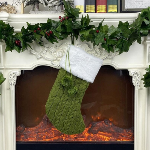 Christmas Knitted Socks Gift Bag Ornament Supplies Pendant(Green)