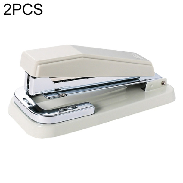 2 PCS Deli 0414 Stapler Portable Rotatable Stapler 0012 Staple Nail(White)