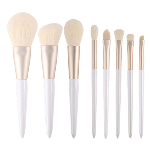 8 in 1 Makeup Brush Set Beginner Portable Soft Hair Facial Beauty Brush, Exterior color: 8 Jade White