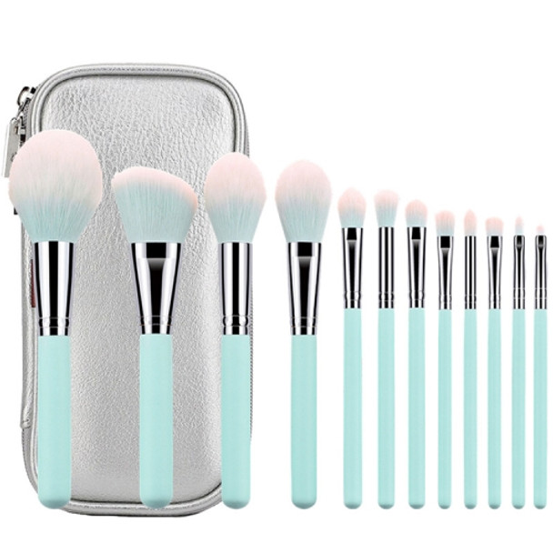 12 in 1 Makeup Brush Set Soft Beauty Tool Brush, Exterior color: 12 Makeup Brushes + Silver Bag