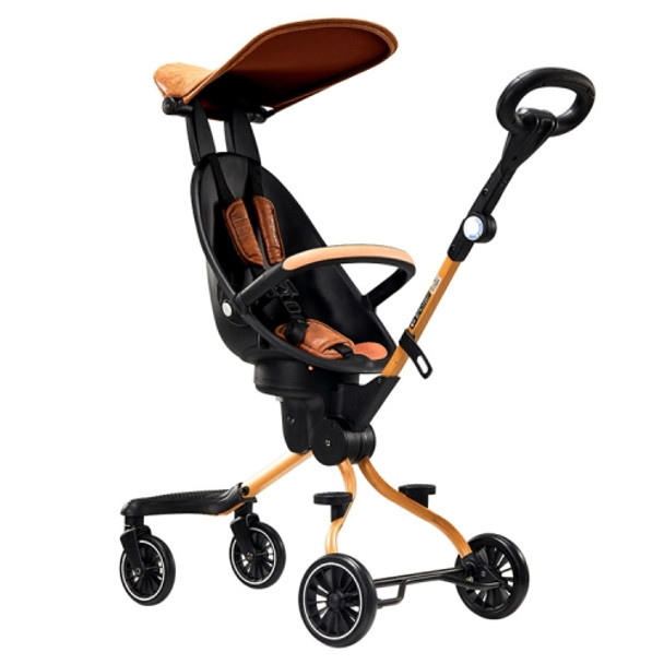 Baobaohao Folding Lightweight Four-wheel High-view Baby Stroller, Specification:V5 Wood Grain Color