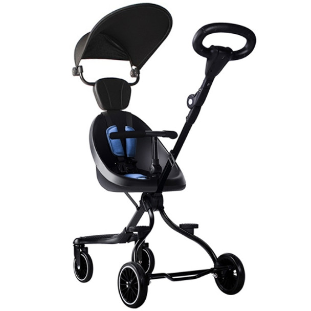 Baobaohao Folding Lightweight Four-wheel High-view Baby Stroller, Specification:V1 Blue Half Fence