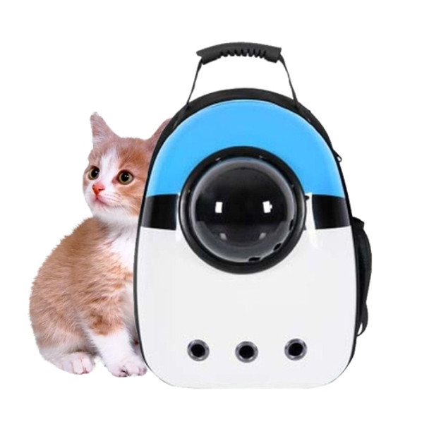12-hole Breathable Transparent Go Out Portable Space Capsule Pet Carrier Backpack(Blue And White)
