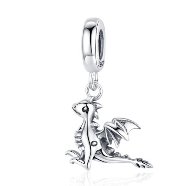 S925 Sterling Silver Pendant Drogon  Dinosaur Charm DIY Bracelet Accessories