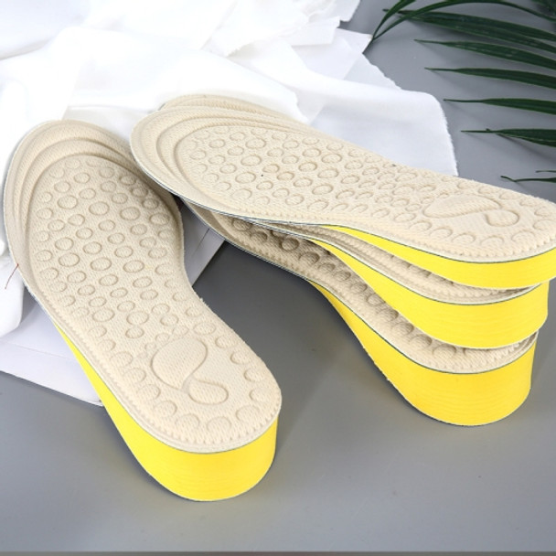 2 Pairs Massage Inner Heightening Insoles Men and Women EVA Breathable Sports Heightening Shoes Full Pad, Size: 35-36(Beige 1.5cm)