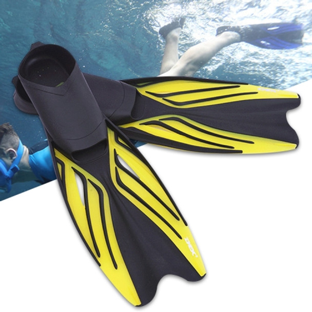 Swimming Free Diving Fins Silicone Flippers Diving Equipment, Size:L（43-44）(Transparent Yellow)