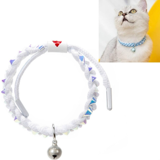 4 PCS Adjustable Pet Bell Color Cotton Woven Cat and Dog Universal Collar, Colour: Braided White