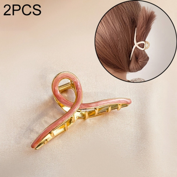 2 PCS Retro Cross Geometric Wild Hollow Hair Ornament Metal Hair Clip(Pink)