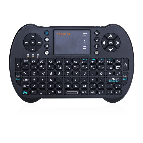 VIBOTON S501 Bluetooth Mini Full QWERTY Keyboard with Touchpad & Multimedia Control for Laptop, Desktop Computer, TV, STB(Black)