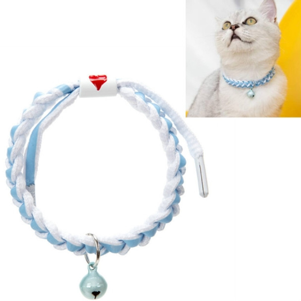 4 PCS Adjustable Pet Bell Color Cotton Woven Cat and Dog Universal Collar, Colour: Braided Blue