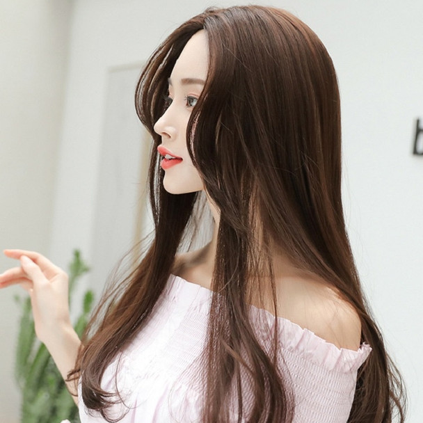 Ladies Mid-length Straight Hair Pear Flower Head Wig, Colour: Chocolate