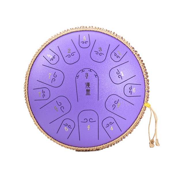 15-Tone Ethereal Drum 14-Inch Steel Tongue Drum Hollow Drum Sanskrit Drummer Disc(Purple)