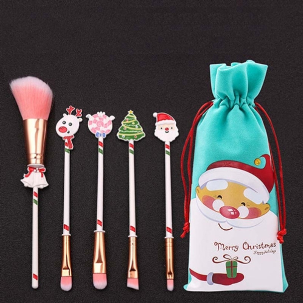 Christmas Makeup Brush Gift Elk Beginner Set Beauty Tool Set, Specification:Five Long Style-Single Side
