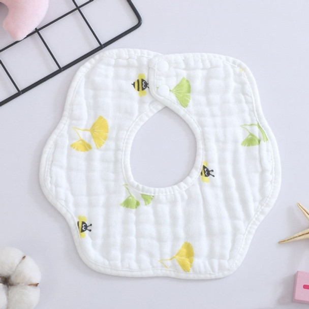 6 PCS 8-Layer Petal Bibs Cotton 360 Degree Rotating Rice Pockets Baby Gauze Saliva Towel Baby Bibs(Little Bee)