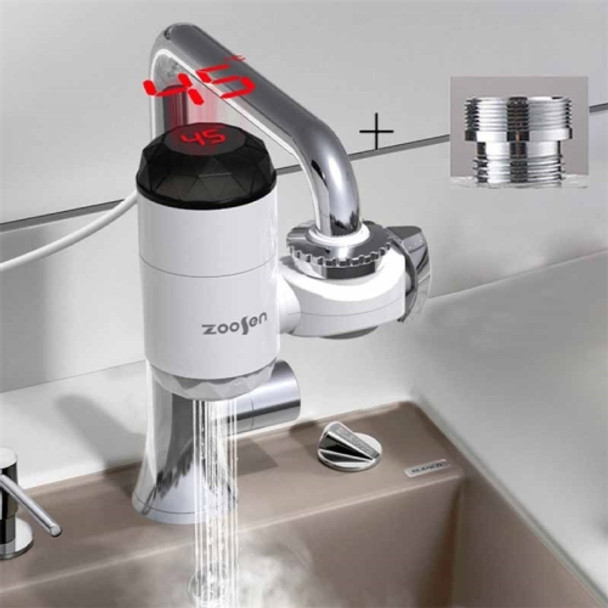 Zoosen Electric Hot Water Faucet Connection Type Instant Hot Water Faucet EU Plug, Style:With shower Head Connector