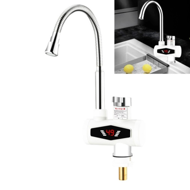 Dynamic Digital Display Instant Heating Electric Hot Water Faucet Kitchen&Domestic Hot&Cold Water Heater EU Plug, Style:Universal Tube