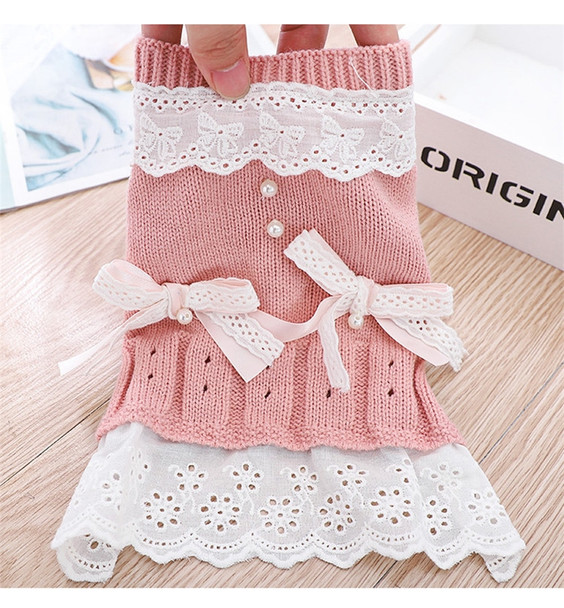 Autumn Puppy Clothes Teddy Bichon Hiromi Autumn And Winter Clothes Thick Wool Skirt, Size: S(Pink)