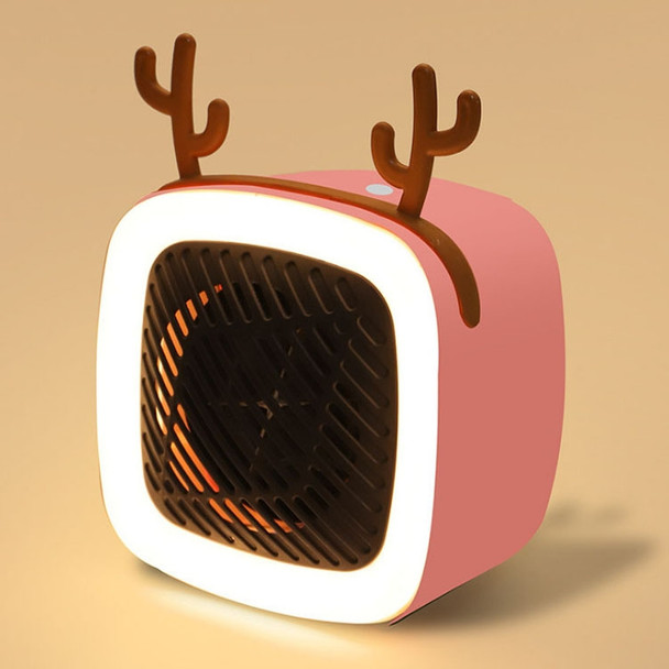 Mini Cute Pet Deer Heater  Student Home Desktop Portable Firearm,CN Plug, Product specifications: With Light(Pink)